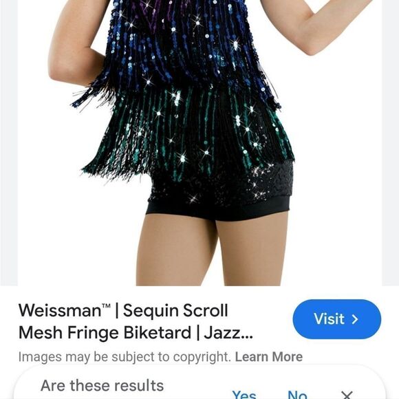 Weissman Sequin Scroll Mesh Fringe Biketard Style 10926 Size S - Picture 14 of 14